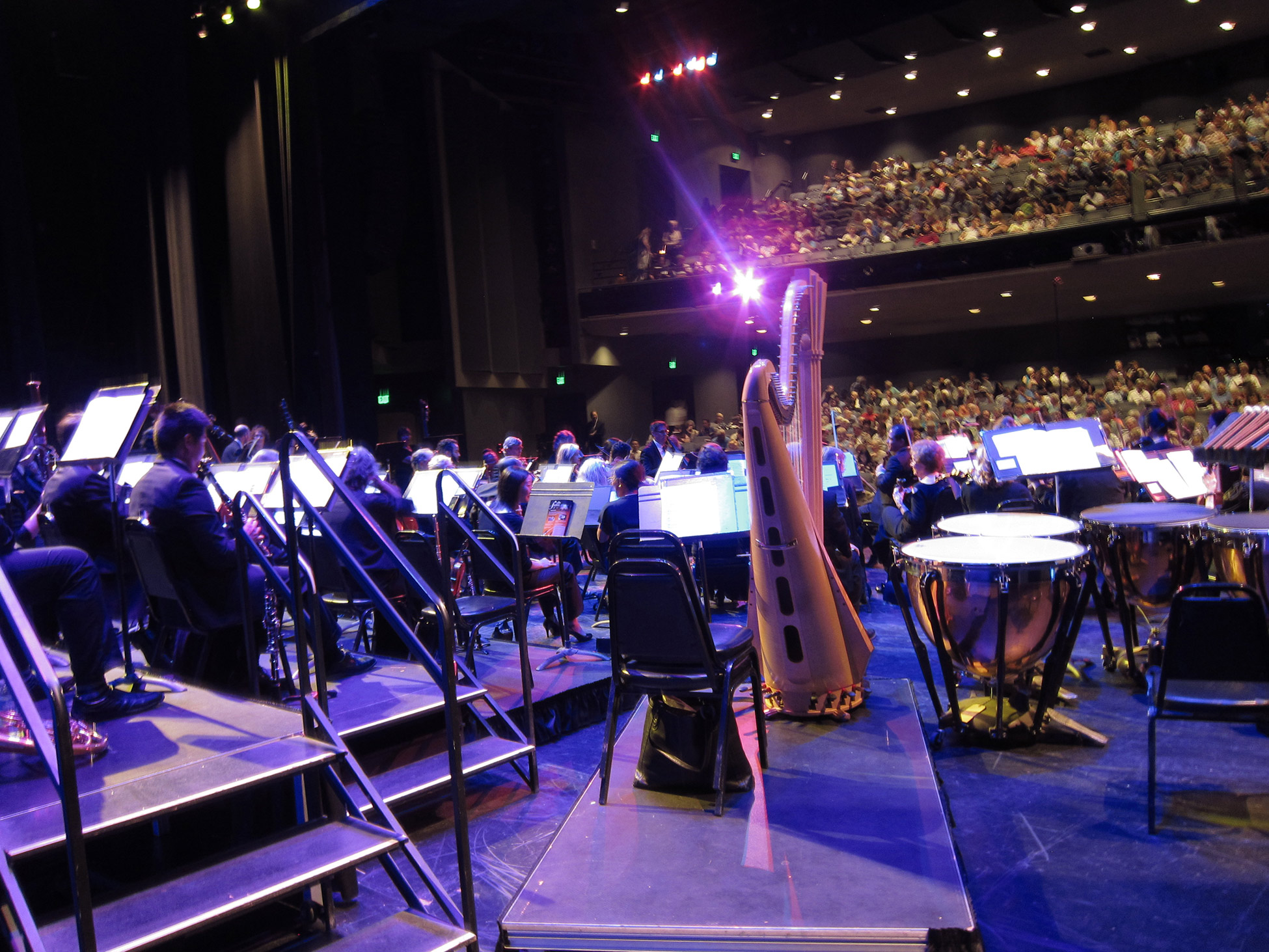Orchestra performing onstage at a La Mirada Symphony concert