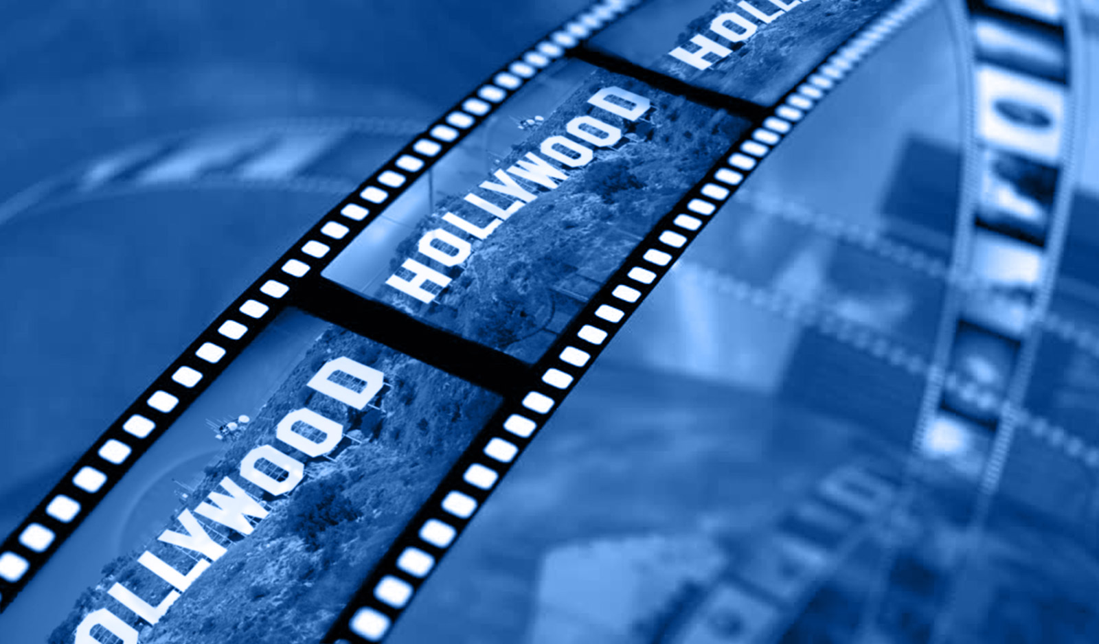 Film reel and orchestra imagery connecting American cinema with symphonic music