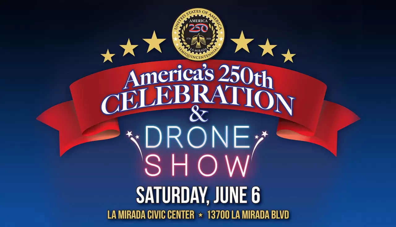 La Mirada 250 Celebration social image featuring American flag and event promotion for June 6 with La Mirada Symphony chamber ensemble