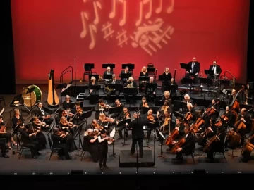 Young violinist performing on stage with the La Mirada Symphony during the May 2026 concert.