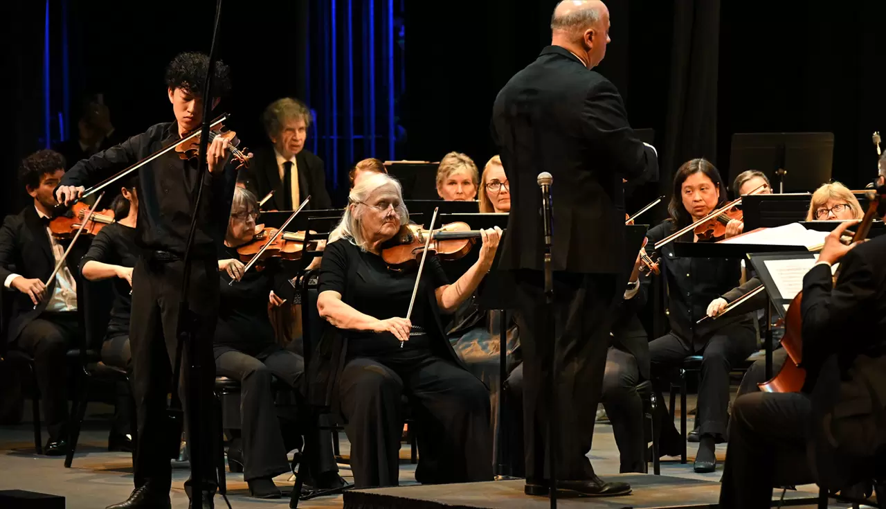 audience experiencing live orchestral music in a concert hall