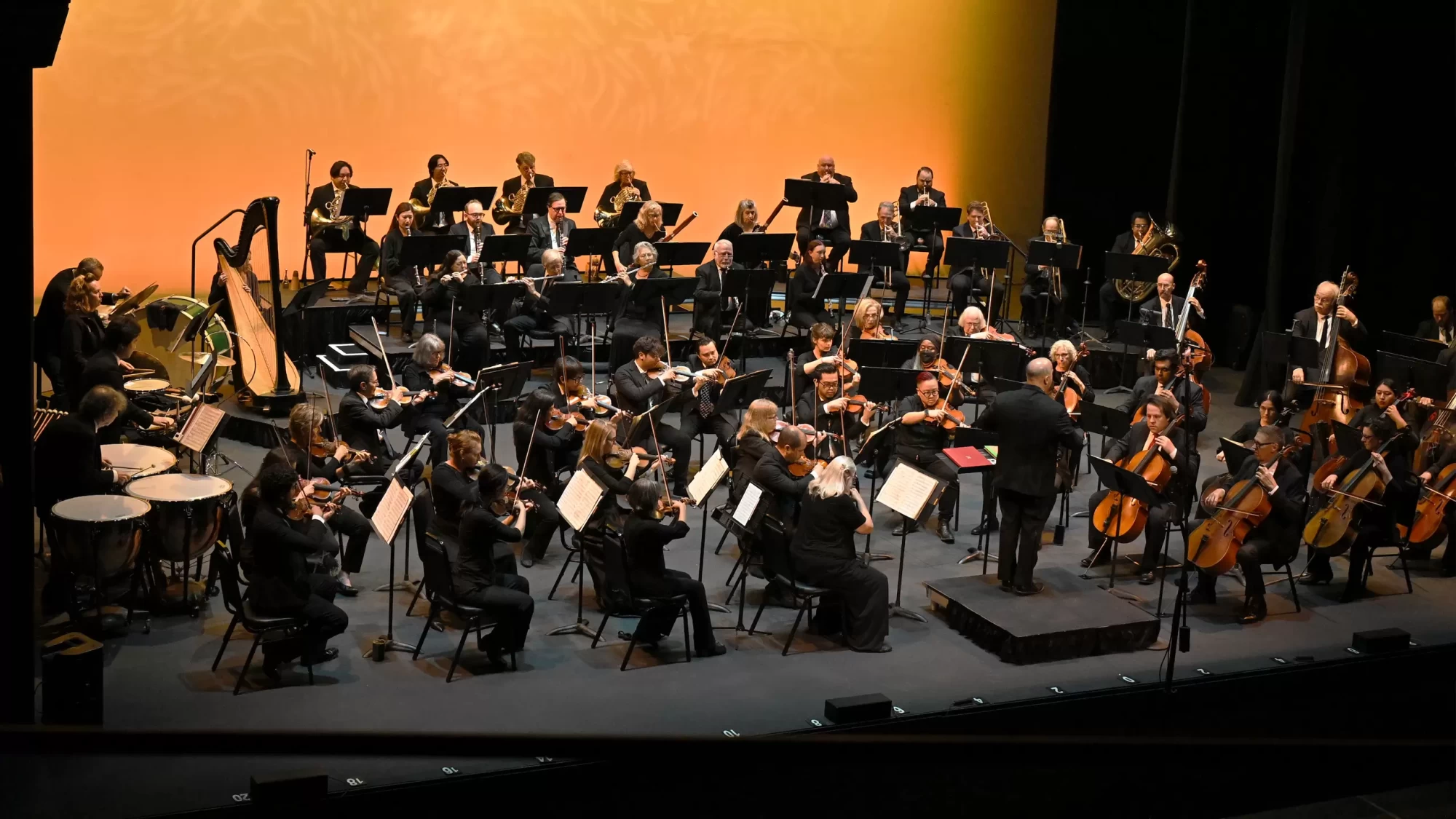 La Mirada Symphony performing live at the La Mirada Theatre for the Performing Arts during a free community concert.